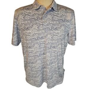 Southern Tide Reyn Spooner Polo Shirt Mens XL Blue Wave Print Performance